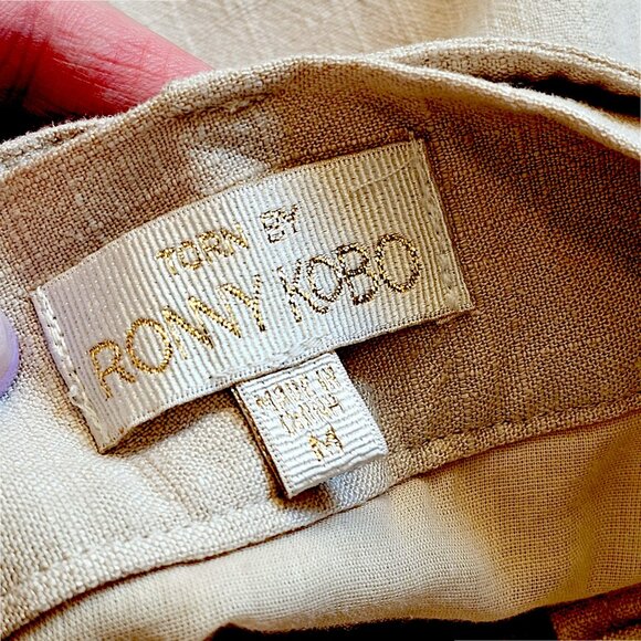 Ronny Kobo Button Up Detail Beige Mini Cargo Skirt Sz M - Picture 4 of 6